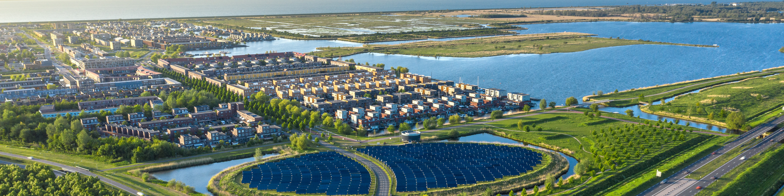 Aerial View of a Sustainable city in the Netherlands. 