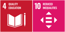 SDG Icons 4 and 10. 